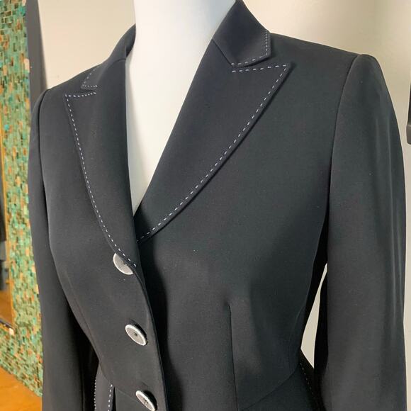 Tahari ASL Petite Sz 4P 2-Piece Skirt Suit w/ Blazer Jacket Black Office Career - Picture 4 of 11